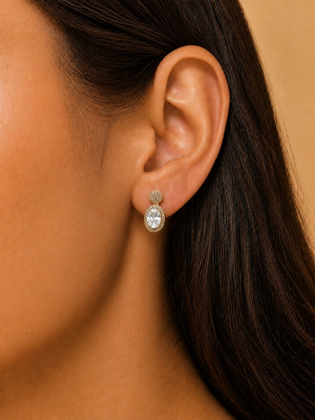 Vintage Gold Oval Drop Earrings