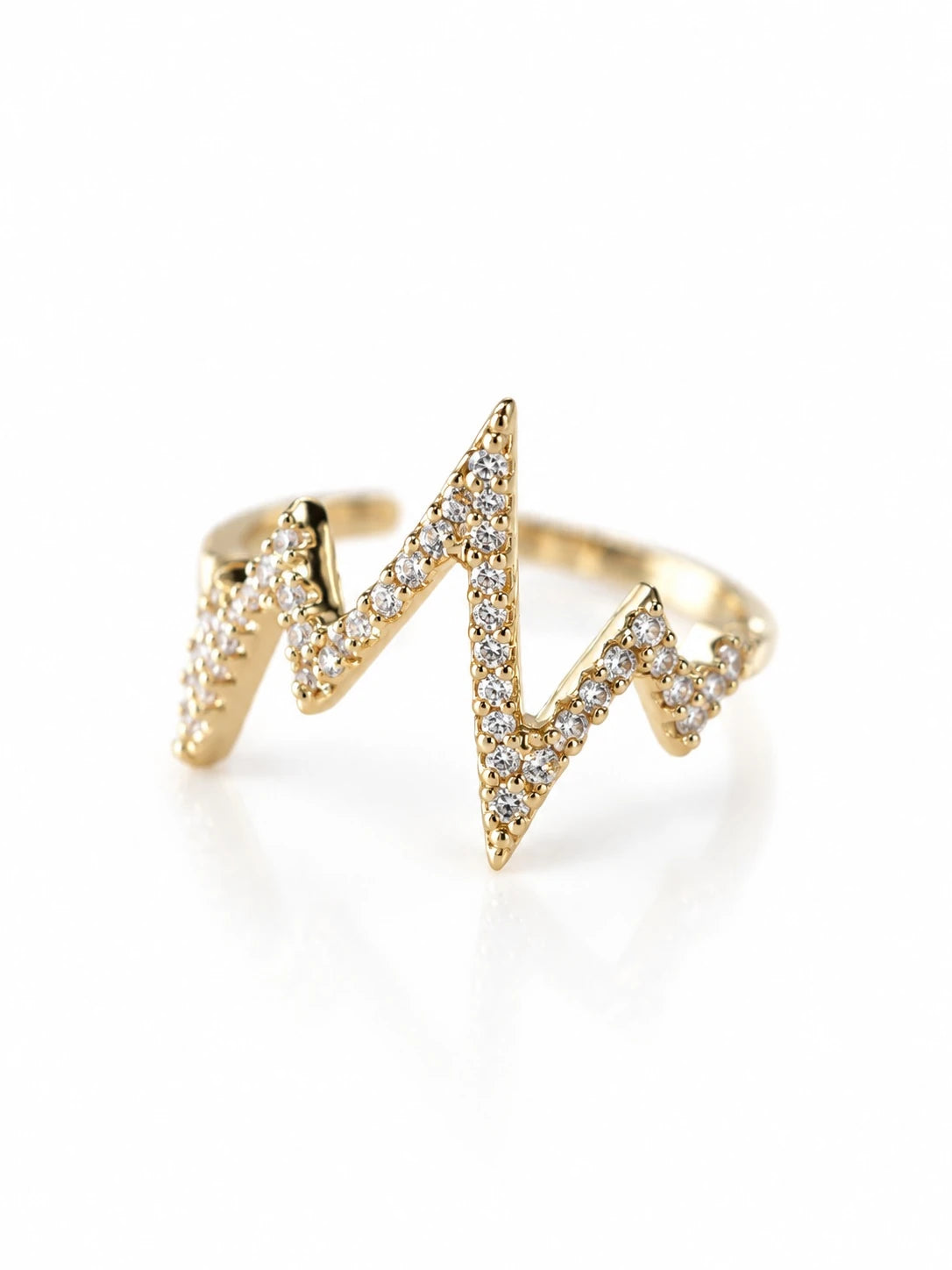 Gold Heartbeat Open Ring on a white background