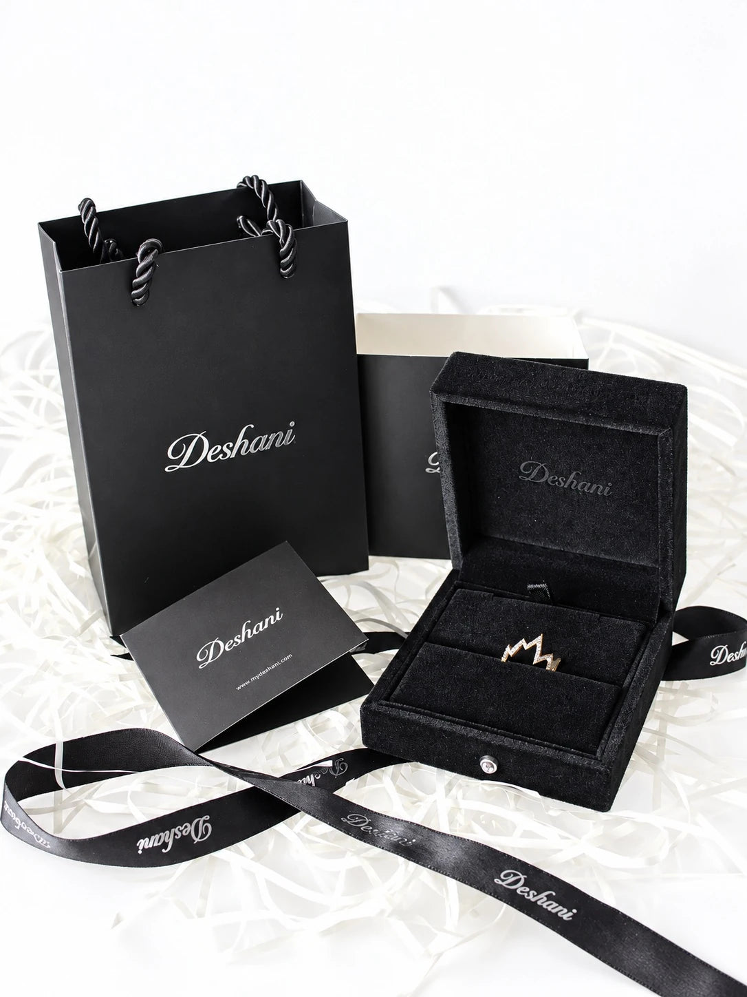 Gold Heartbeat Open Ring in Deshani gift-ready packaging