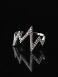 Silver Heartbeat Open Ring on a black background