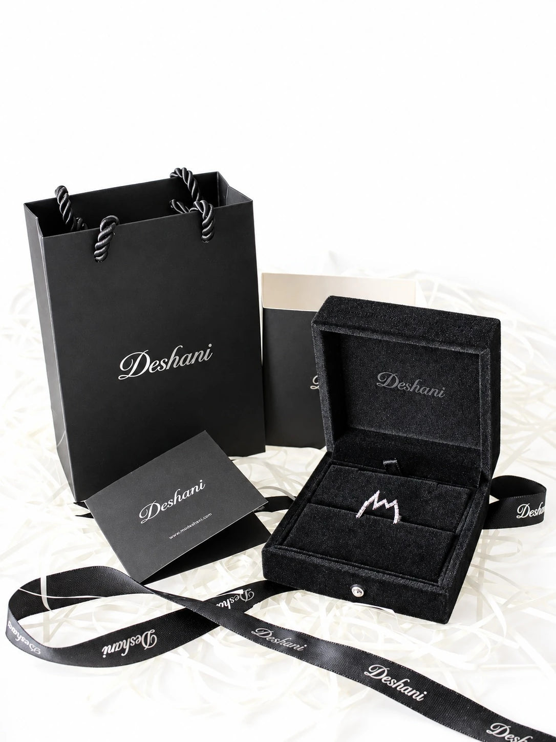 Silver Heartbeat Open Ring in Deshani gift-ready packaging
