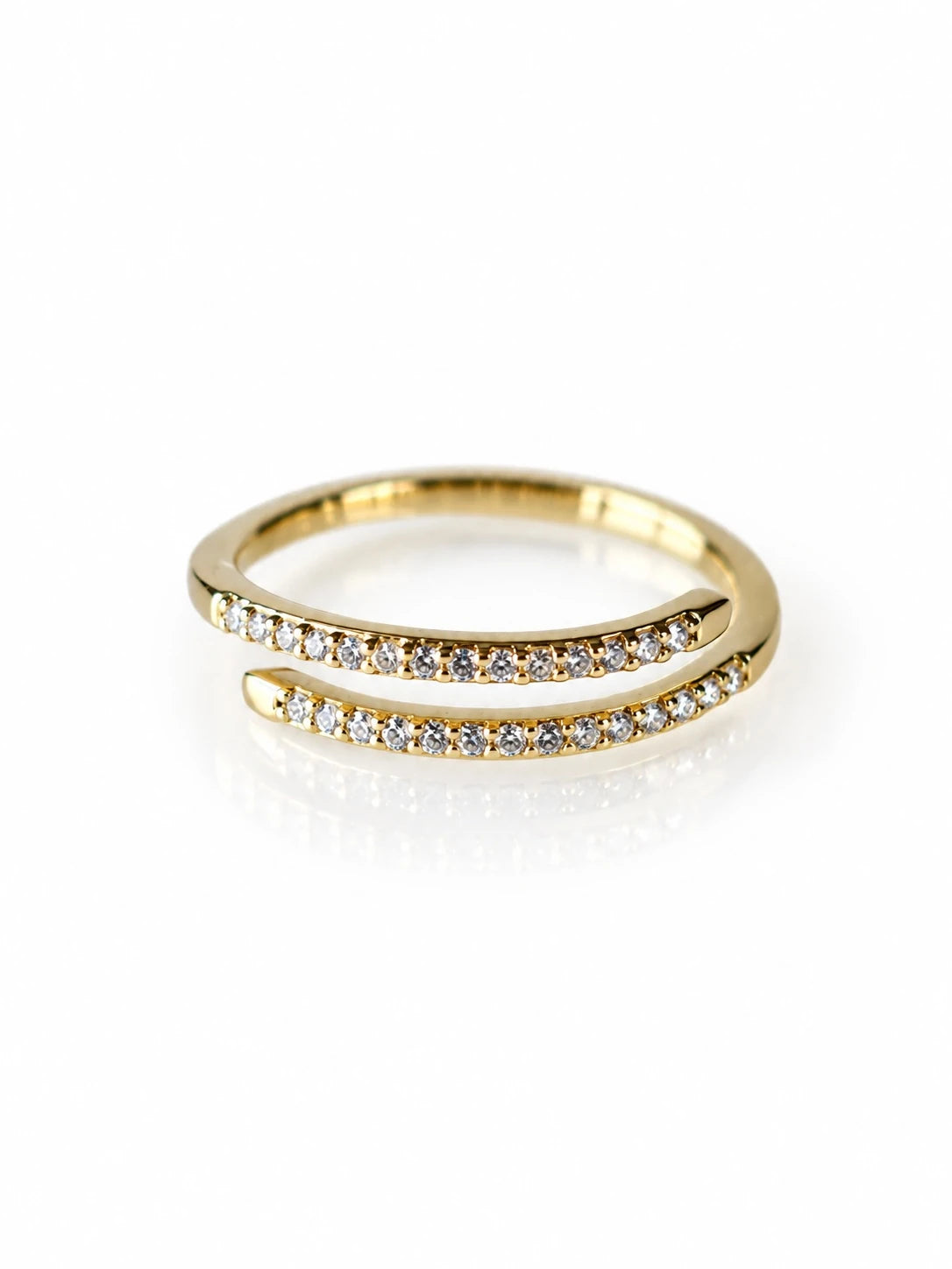 Gold Double-Row Pavé Band on a white background