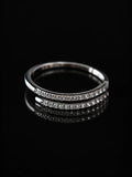 Silver Double-Row Pavé Band on a black background