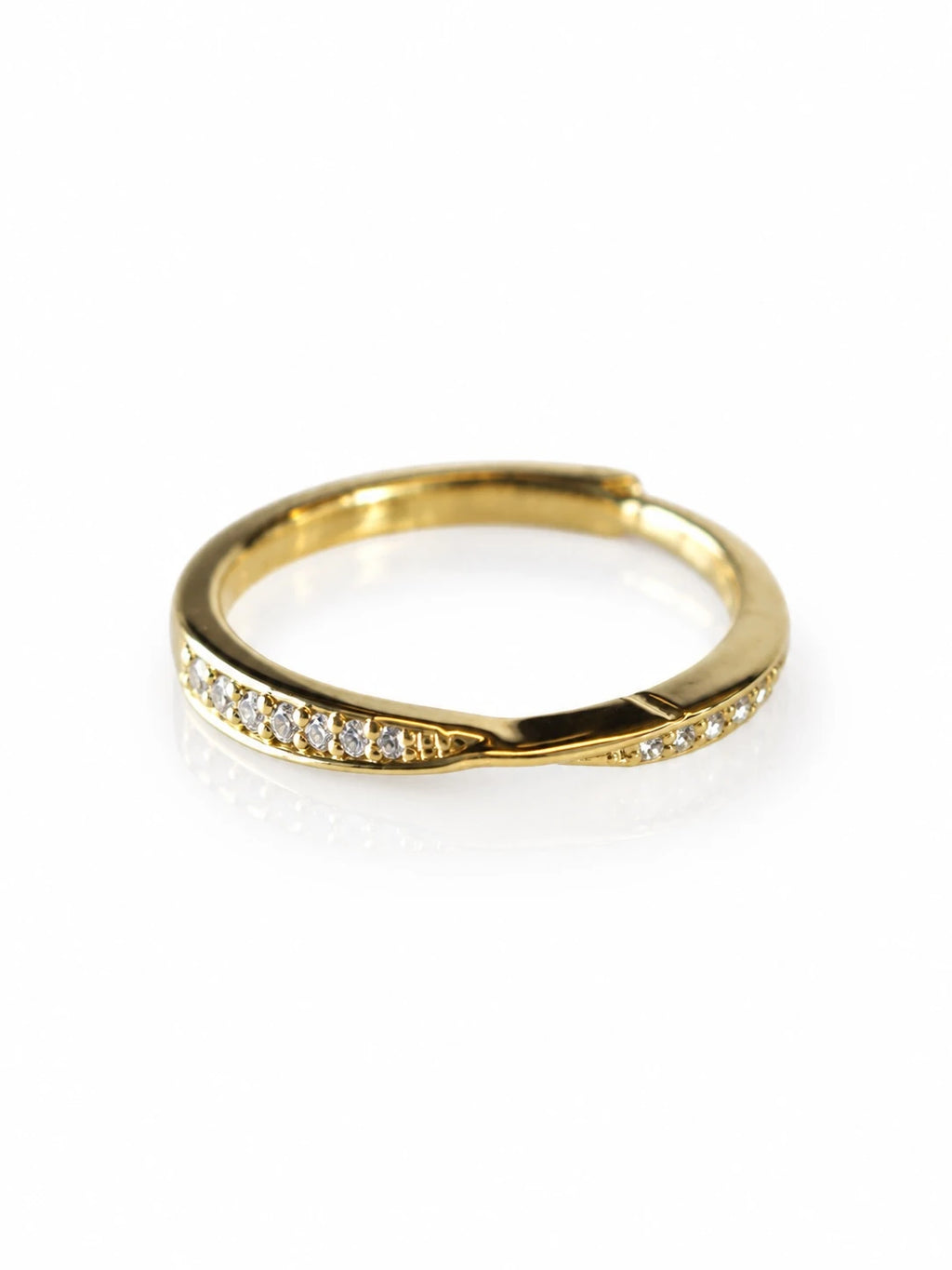 Gold Wave Pavé Band on a white background