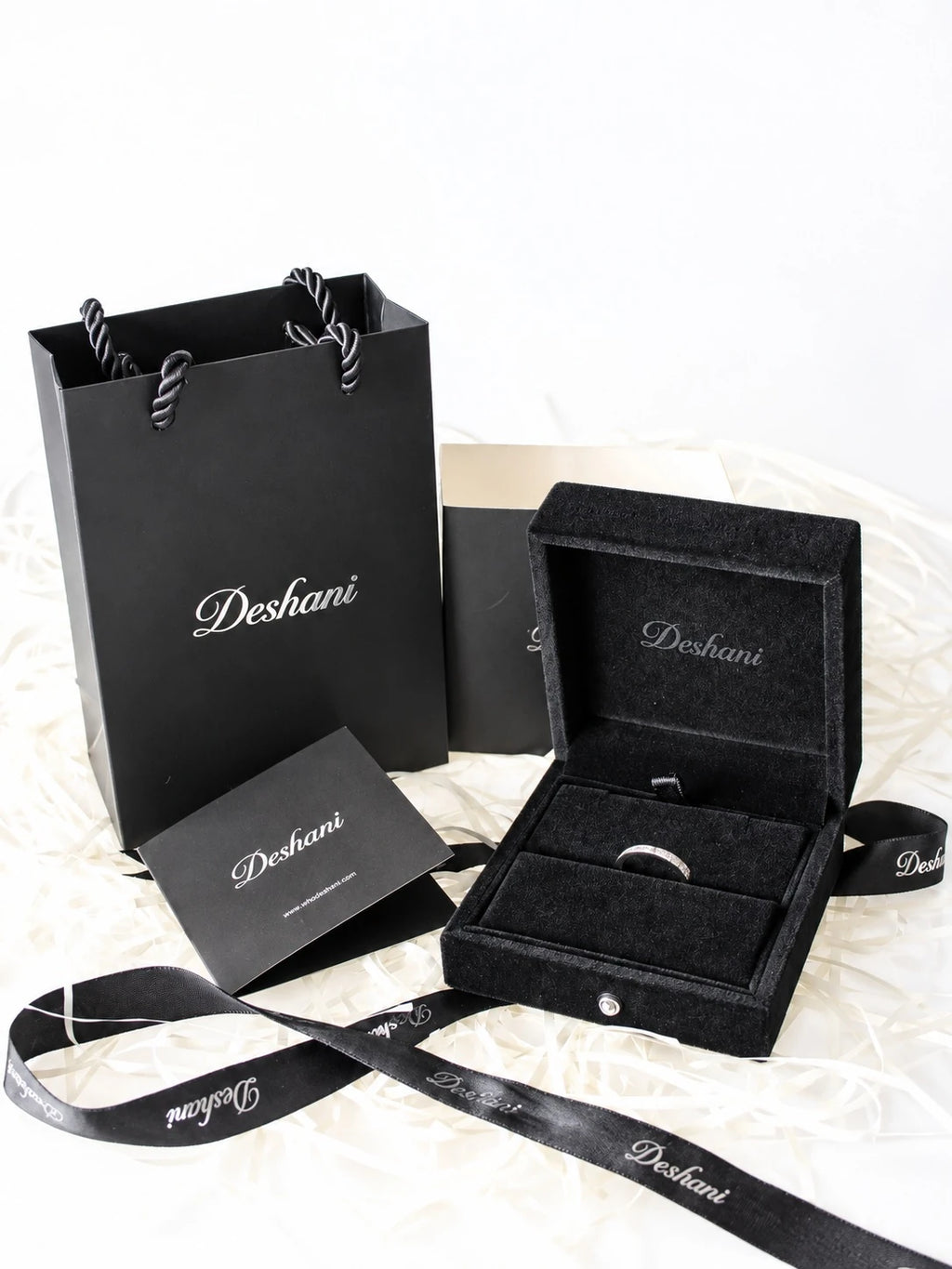 Gold Wave Pavé Band in Deshani gift-ready packaging