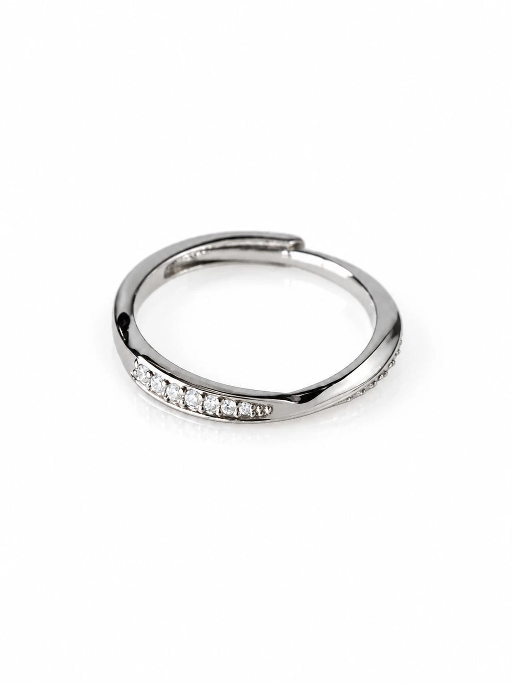 Silver Wave Pavé Band on a white background