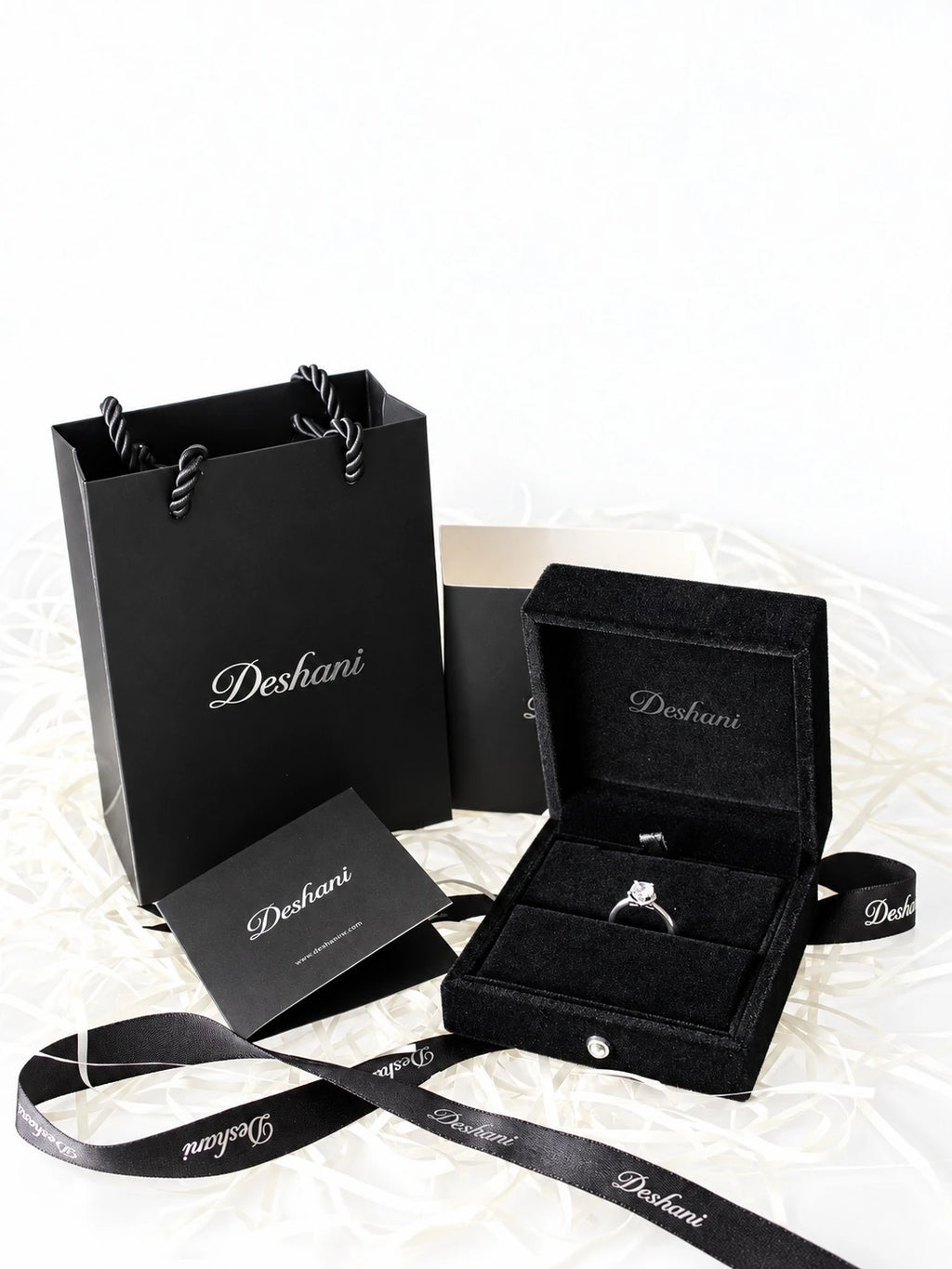 Silver Round CZ Solitaire Ring in Deshani gift-ready packaging