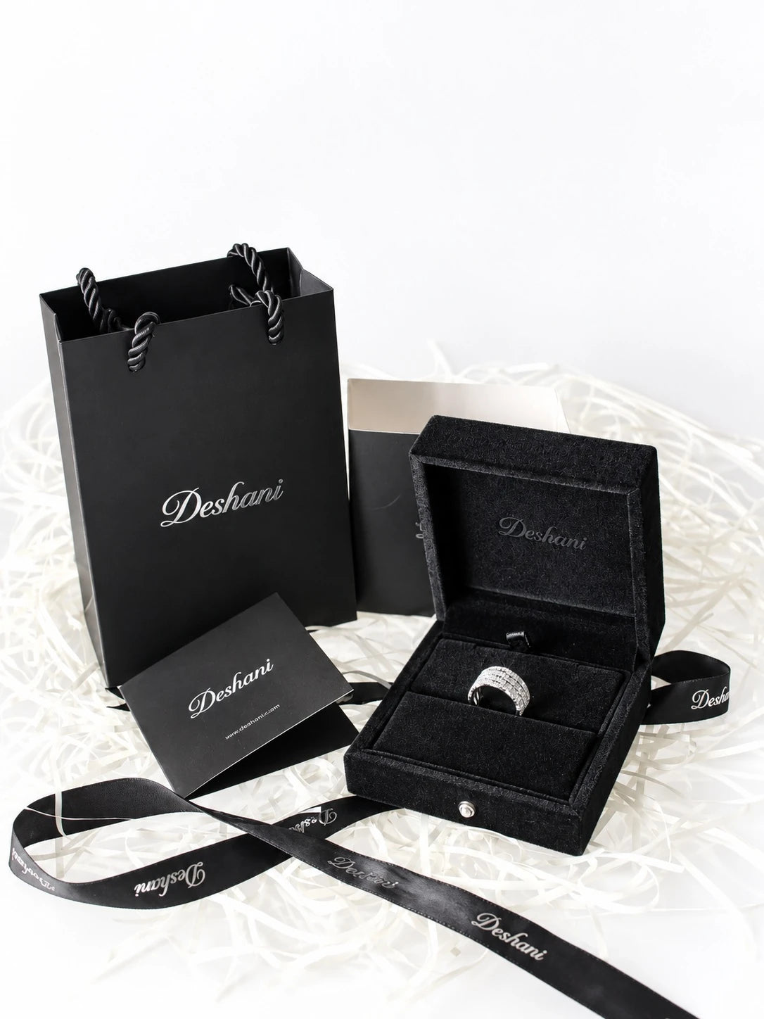 Silver Layered Wave Ring in Deshani gift-ready packaging