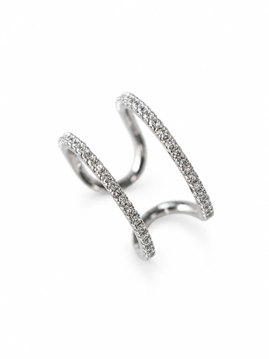 Silver Double Arc Open Ring on a white background