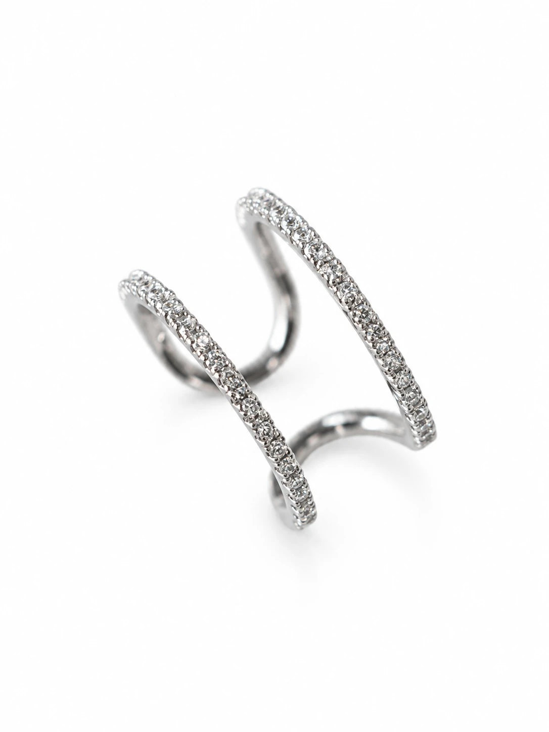 Silver Double Arc Open Ring on a white background