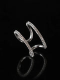Silver Double Arc Open Ring on a black background