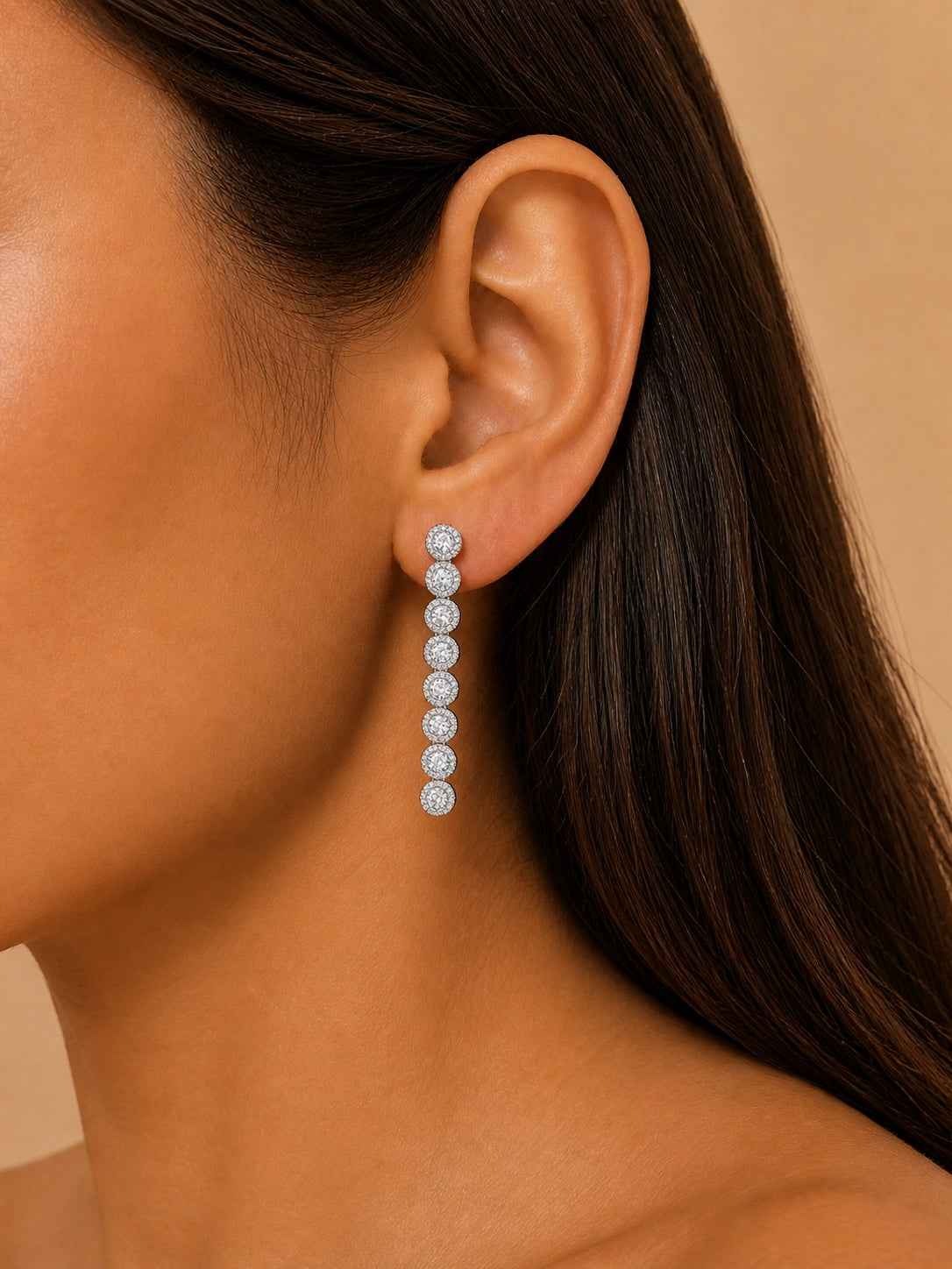 Square Stone Drop Earrings