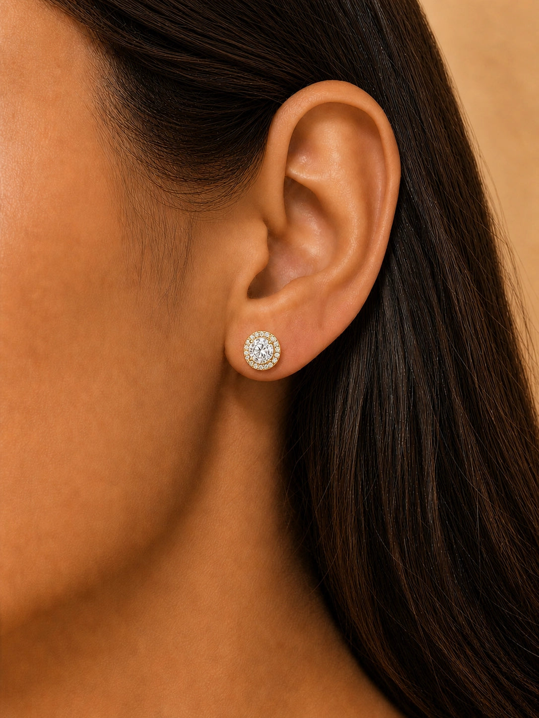 Round Diamond Star Stud Earrings