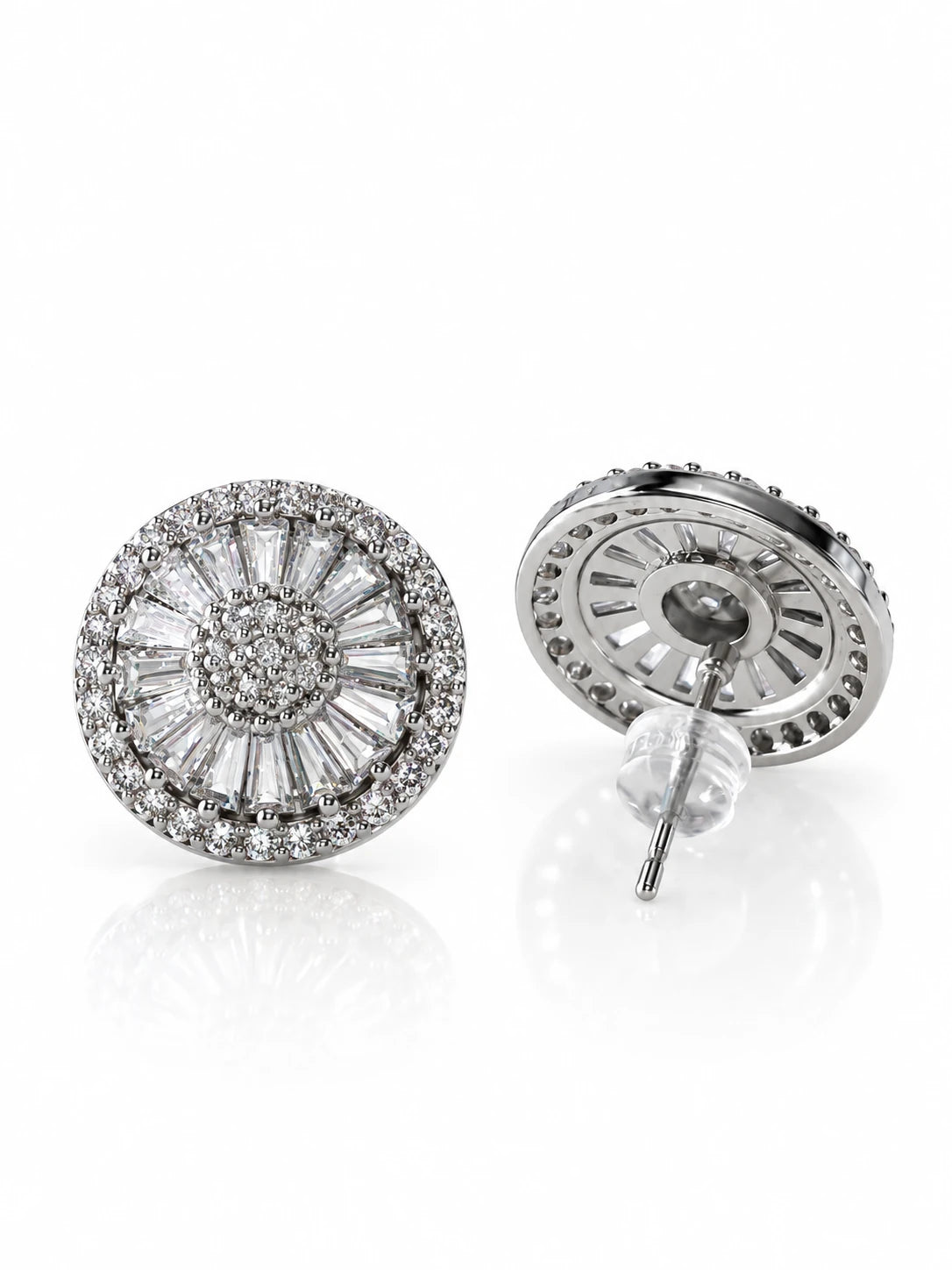 Sunburst CZ Stud Earrings
