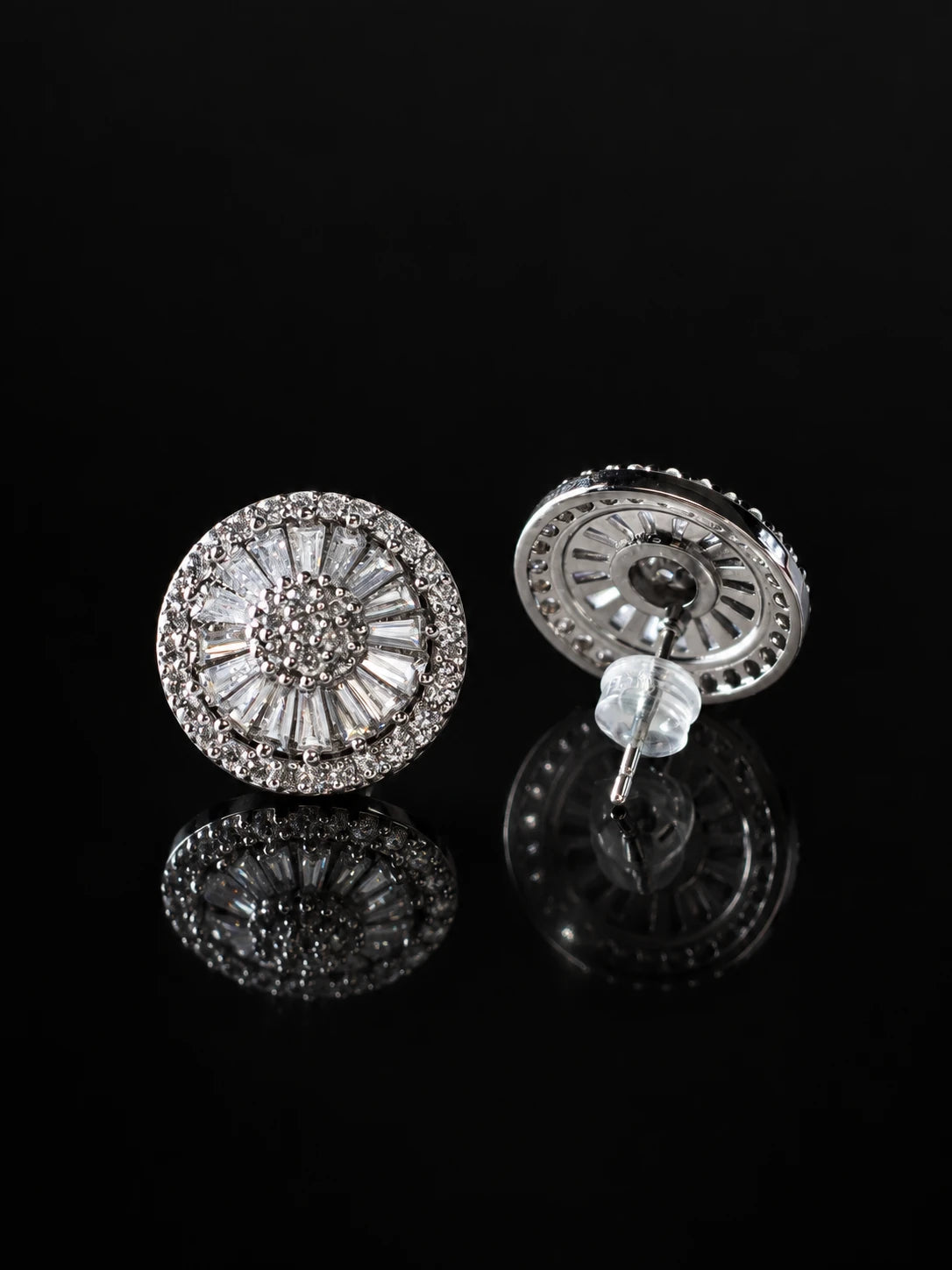 Sunburst CZ Stud Earrings