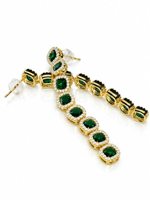 Emerald Square Drop Earrings
