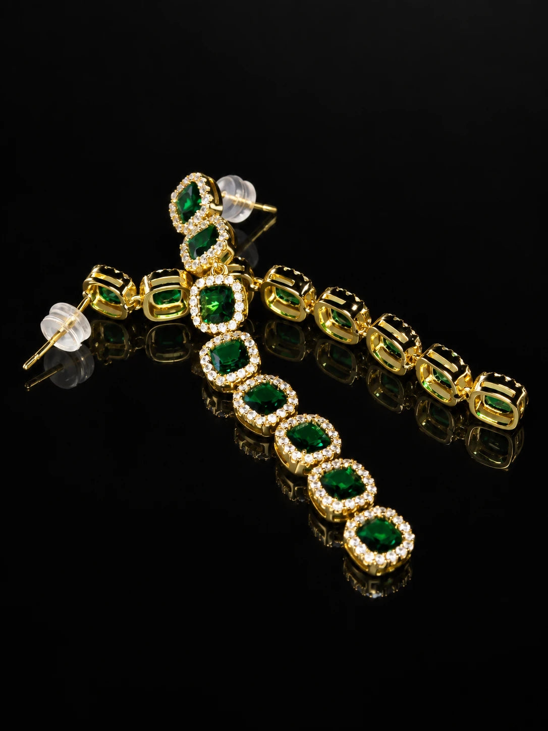 Emerald Square Drop Earrings
