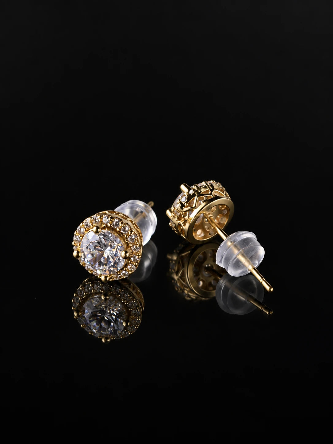 Round Diamond Star Stud Earrings