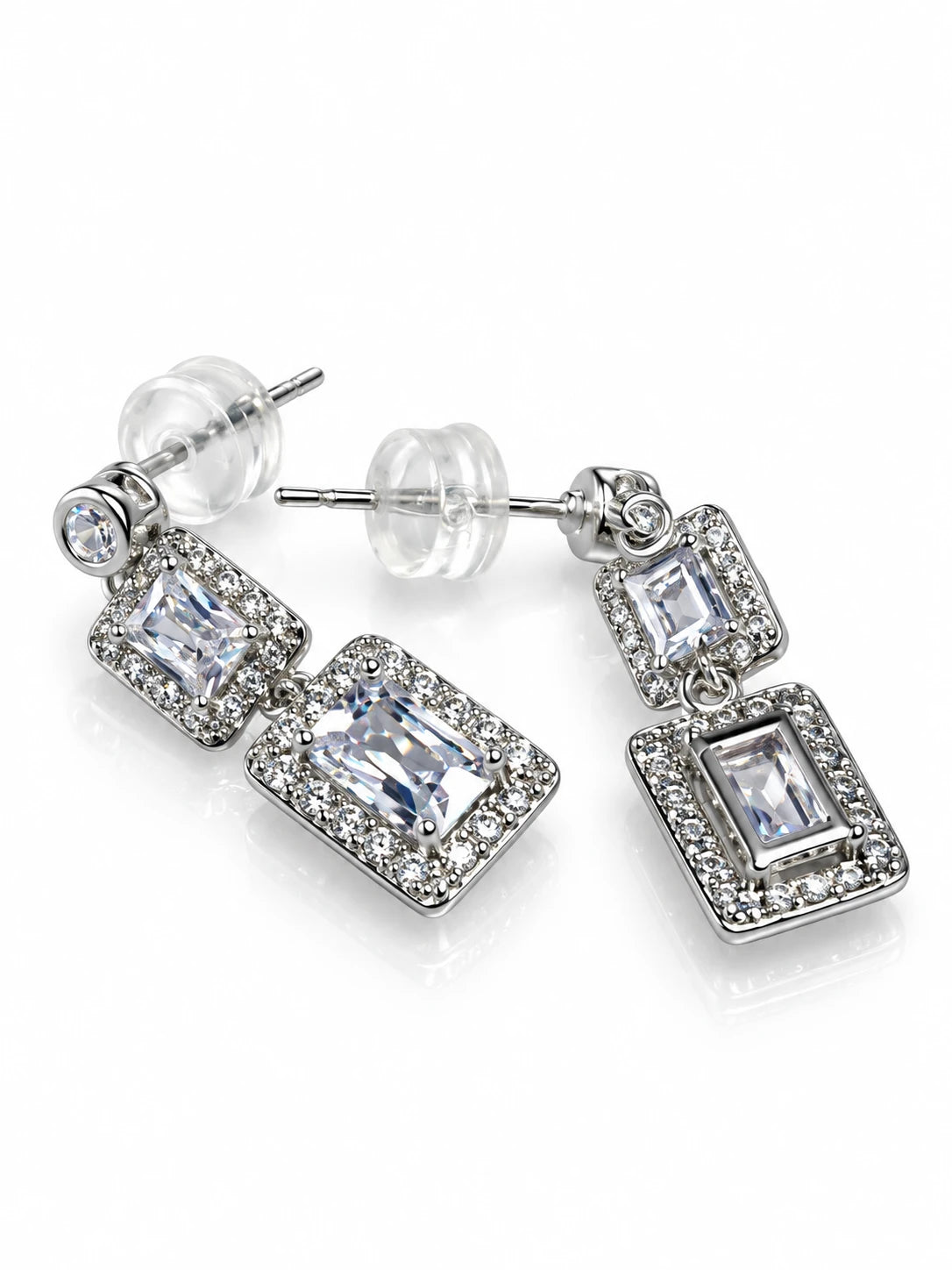 Double-Layer Square Drop Earrings