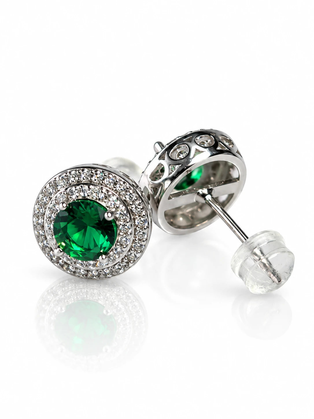Vintage Emerald Tiered Stud Earrings