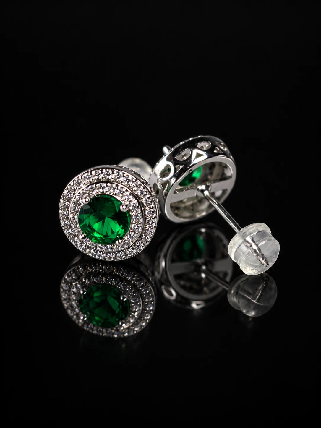 Vintage Emerald Tiered Stud Earrings