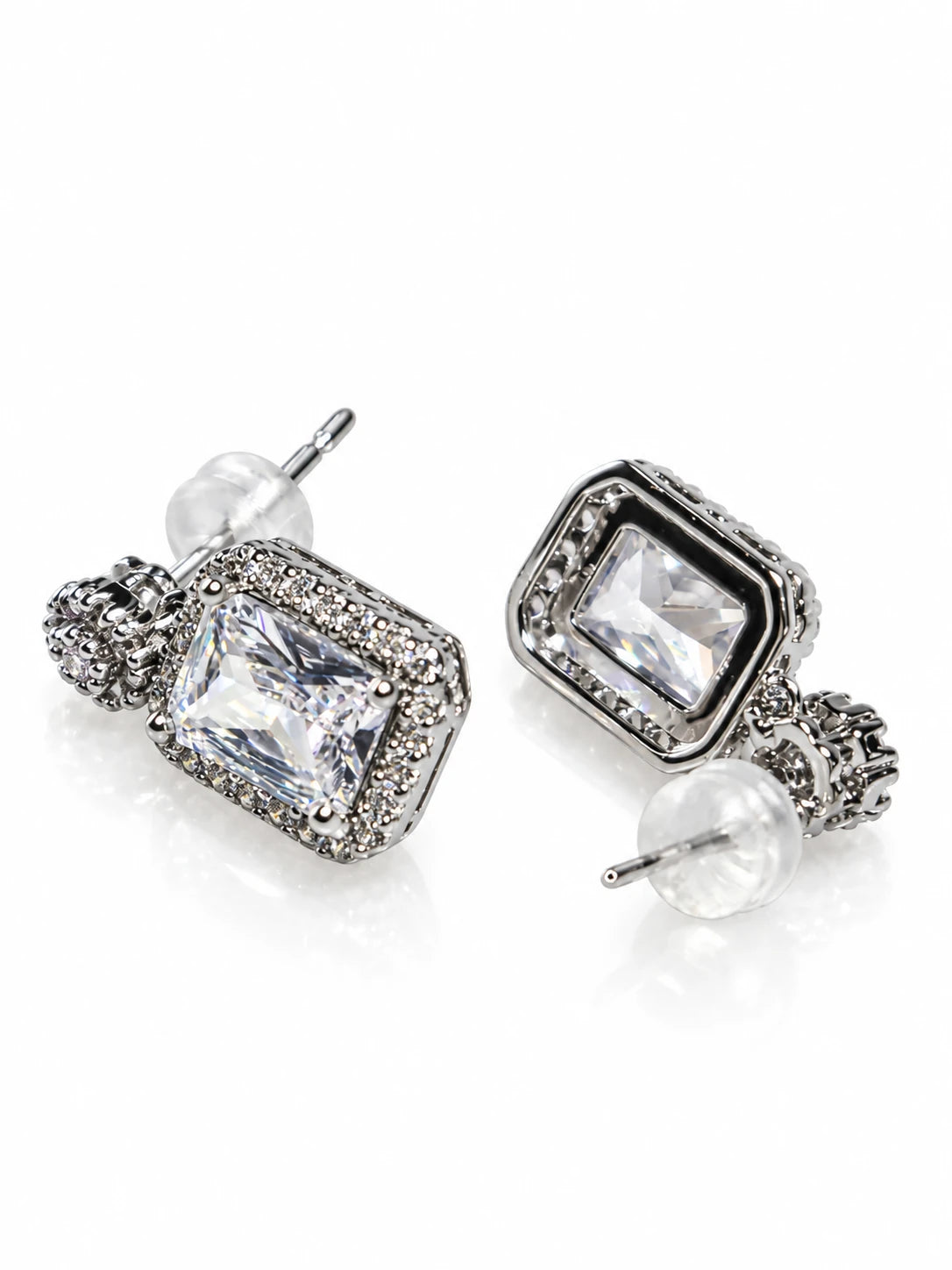 Retro Silver Square Drop Earrings
