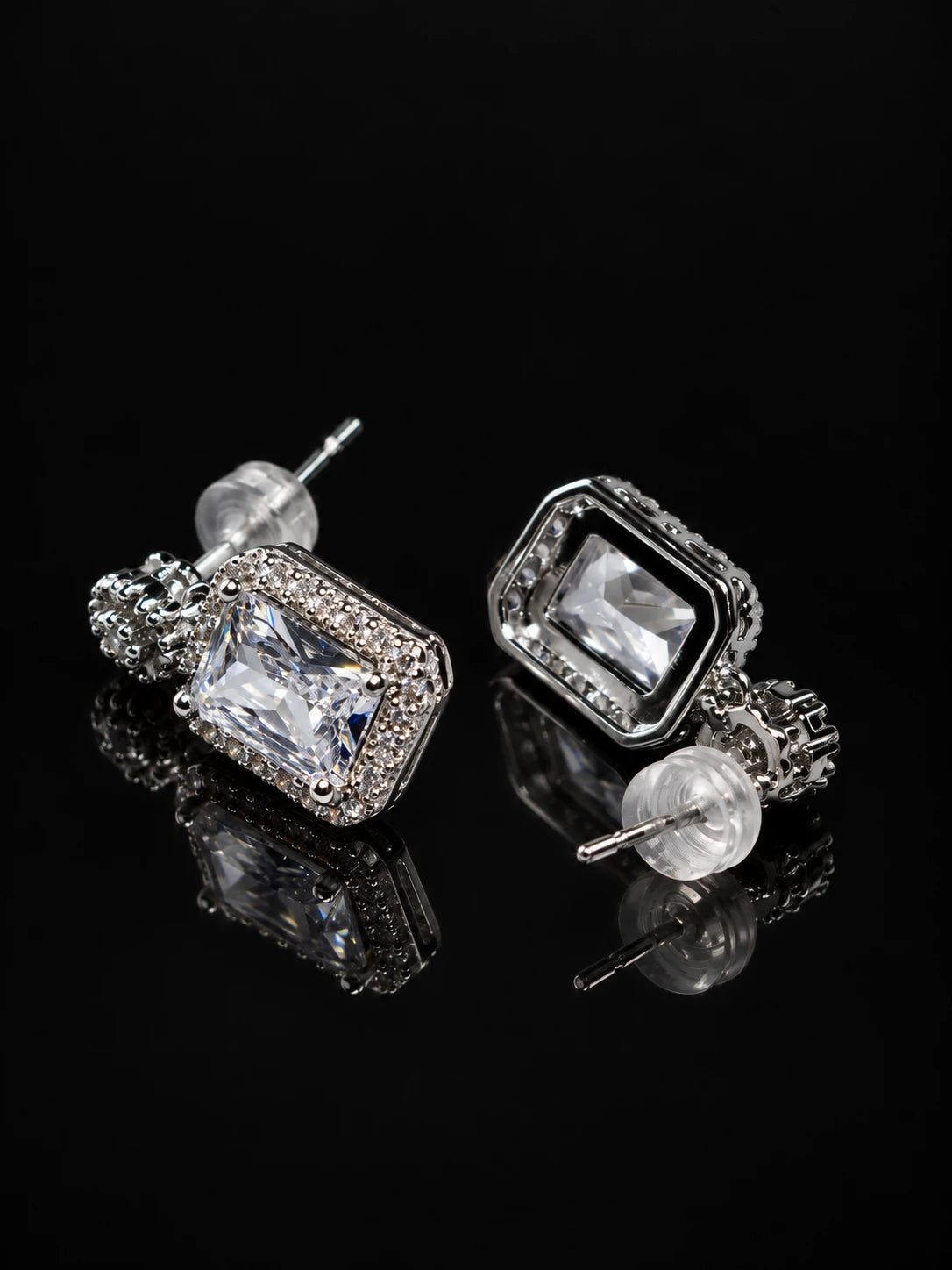 Retro Silver Square Drop Earrings