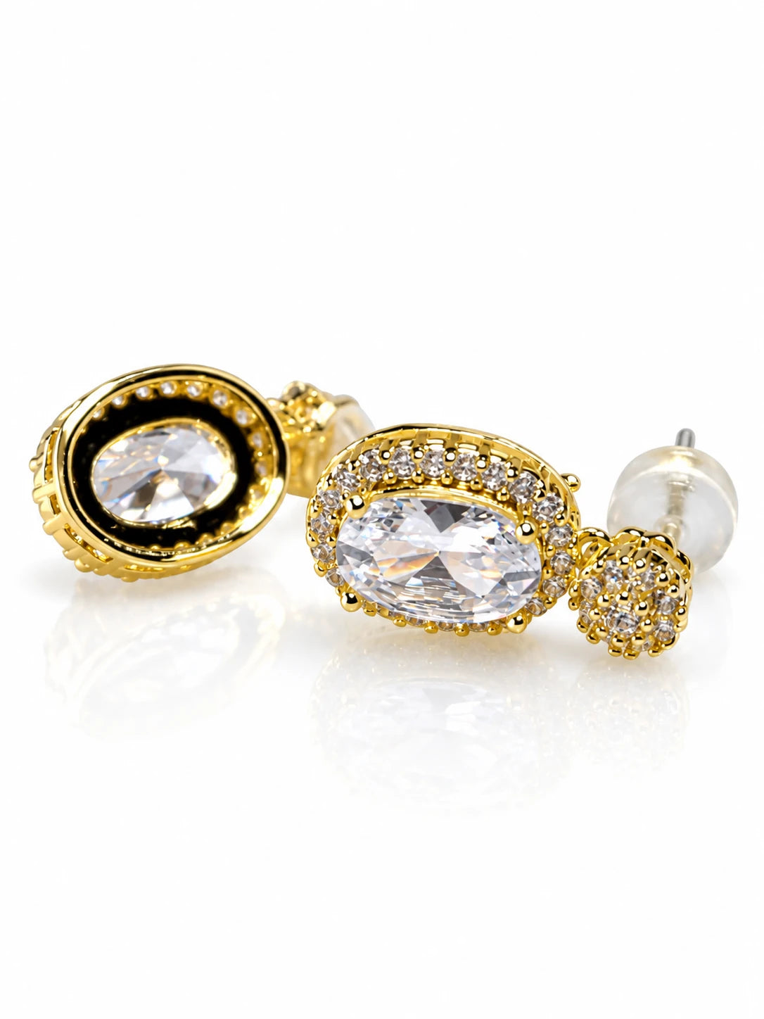 Vintage Gold Oval Drop Earrings