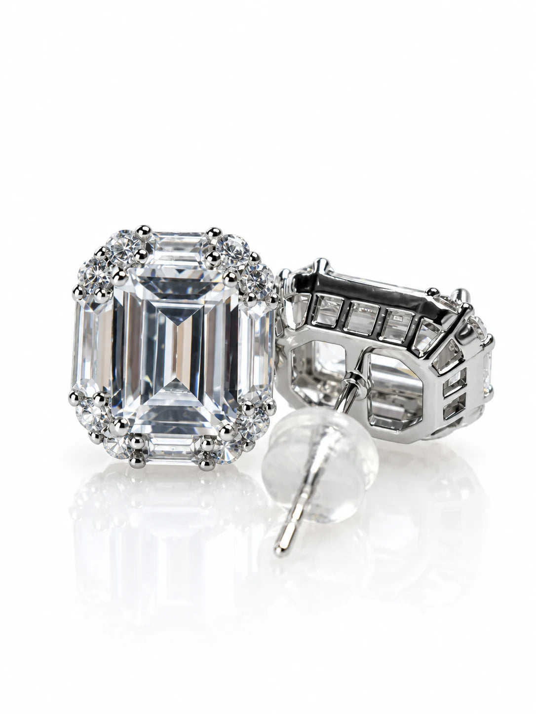 Rectangular Zircon Stud Earrings