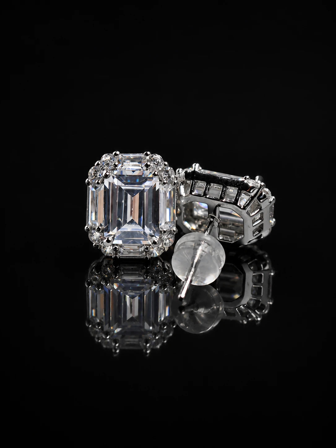 Rectangular Zircon Stud Earrings