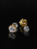Gold Crown CZ Studs on a black background
