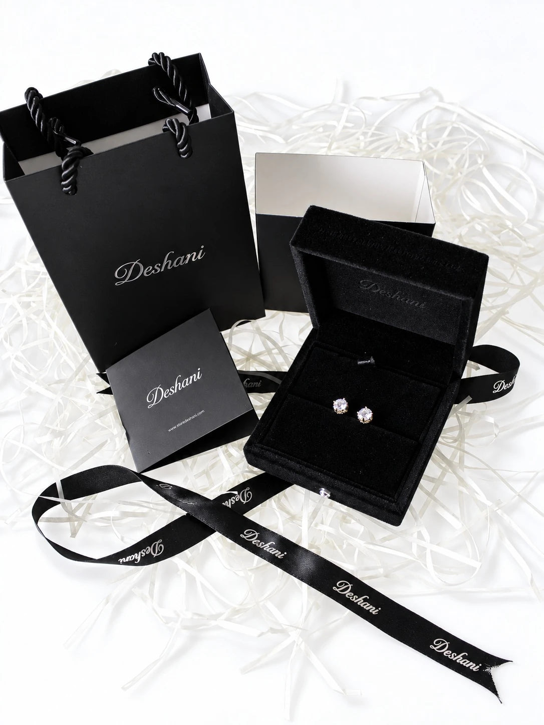 Gold Crown CZ Studs in Deshani gift-ready packaging