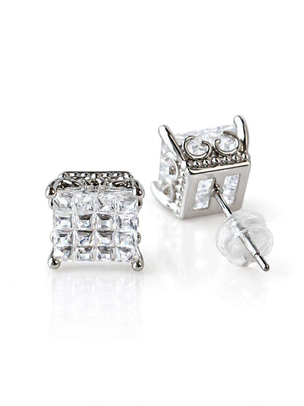 Silver Princess Cluster Studs on a white background