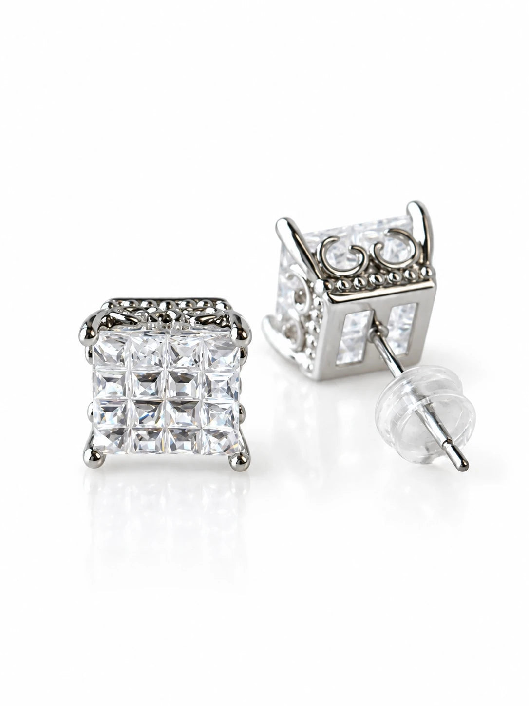 Silver Princess Cluster Studs on a white background