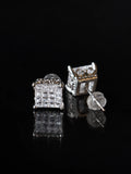 Silver Princess Cluster Studs on a black background