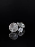 Silver Pavé Disc Studs on a black background