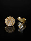 Gold Pavé Disc Studs on a black background