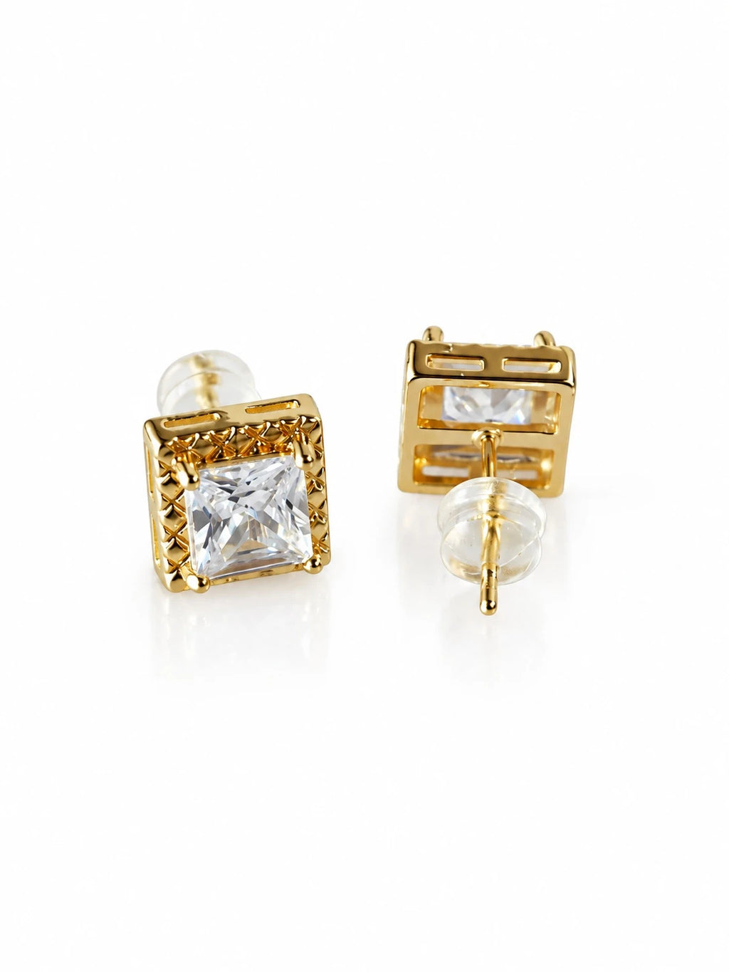 Gold Princess Bezel Studs on a white background