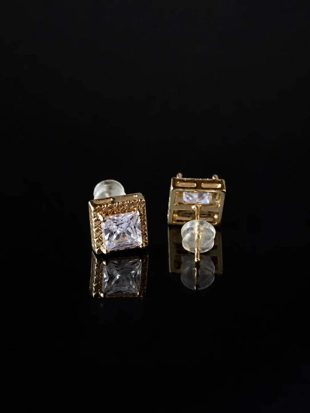 Gold Princess Bezel Studs on a black background