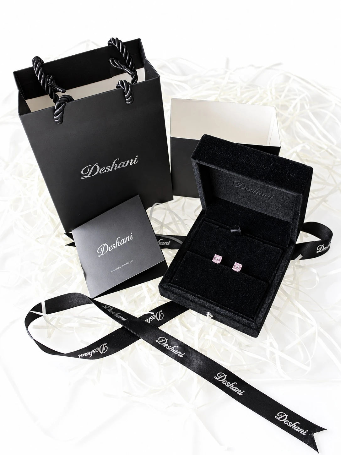 Gold Crown Solitaire Studs in Deshani gift-ready packaging