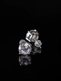 Silver Basket Solitaire Studs on a black background