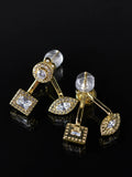 Gold Mixed-Cut CZ Jacket Studs on a black background