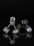 Black & Silver Mixed-Cut CZ Jacket Studs on a black background