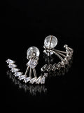 Silver CZ Fan Jacket Studs on a black background