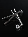 Silver Linear Pave Studs on a black background