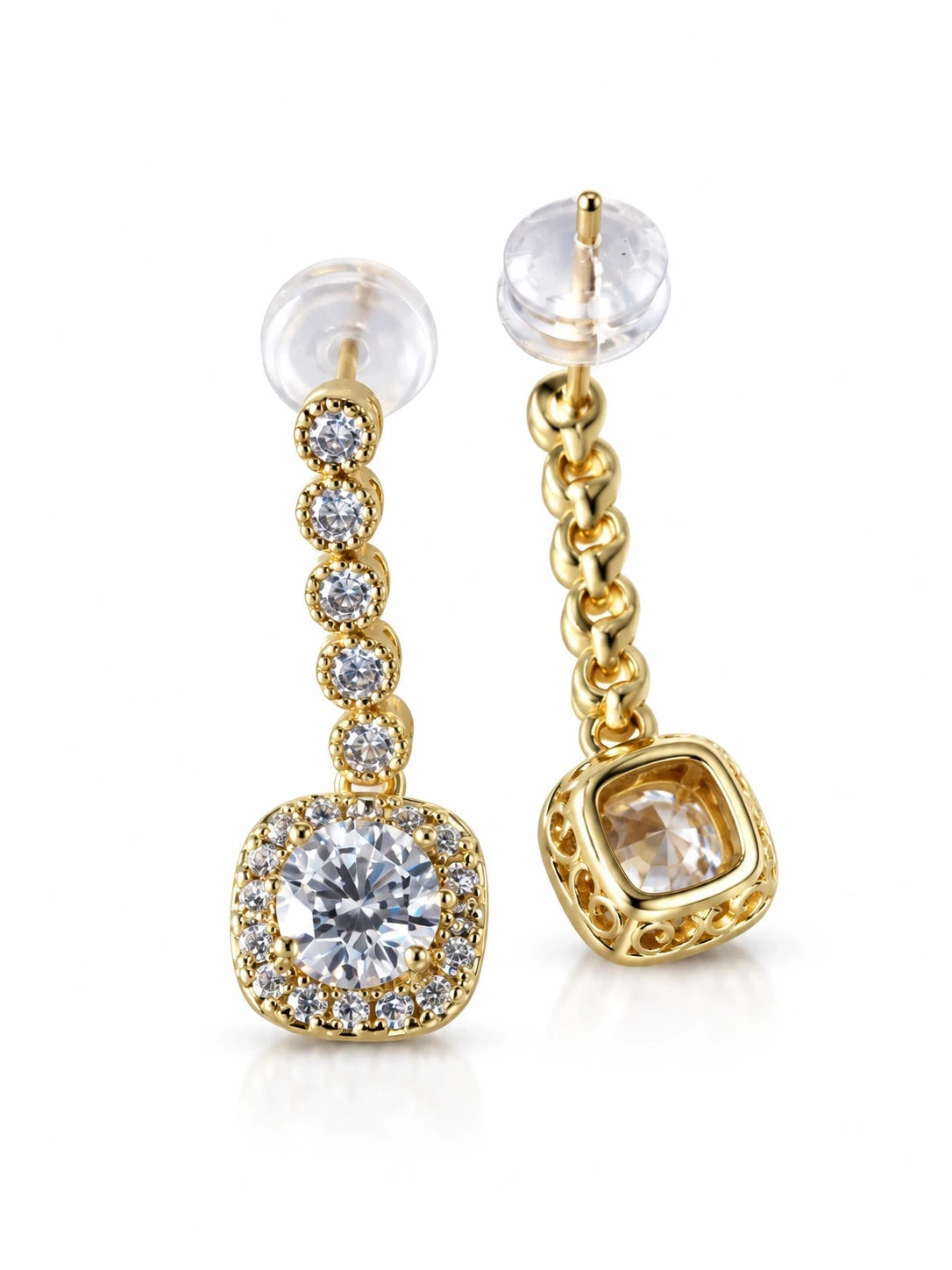 Gold Chain Halo Drops on a white background