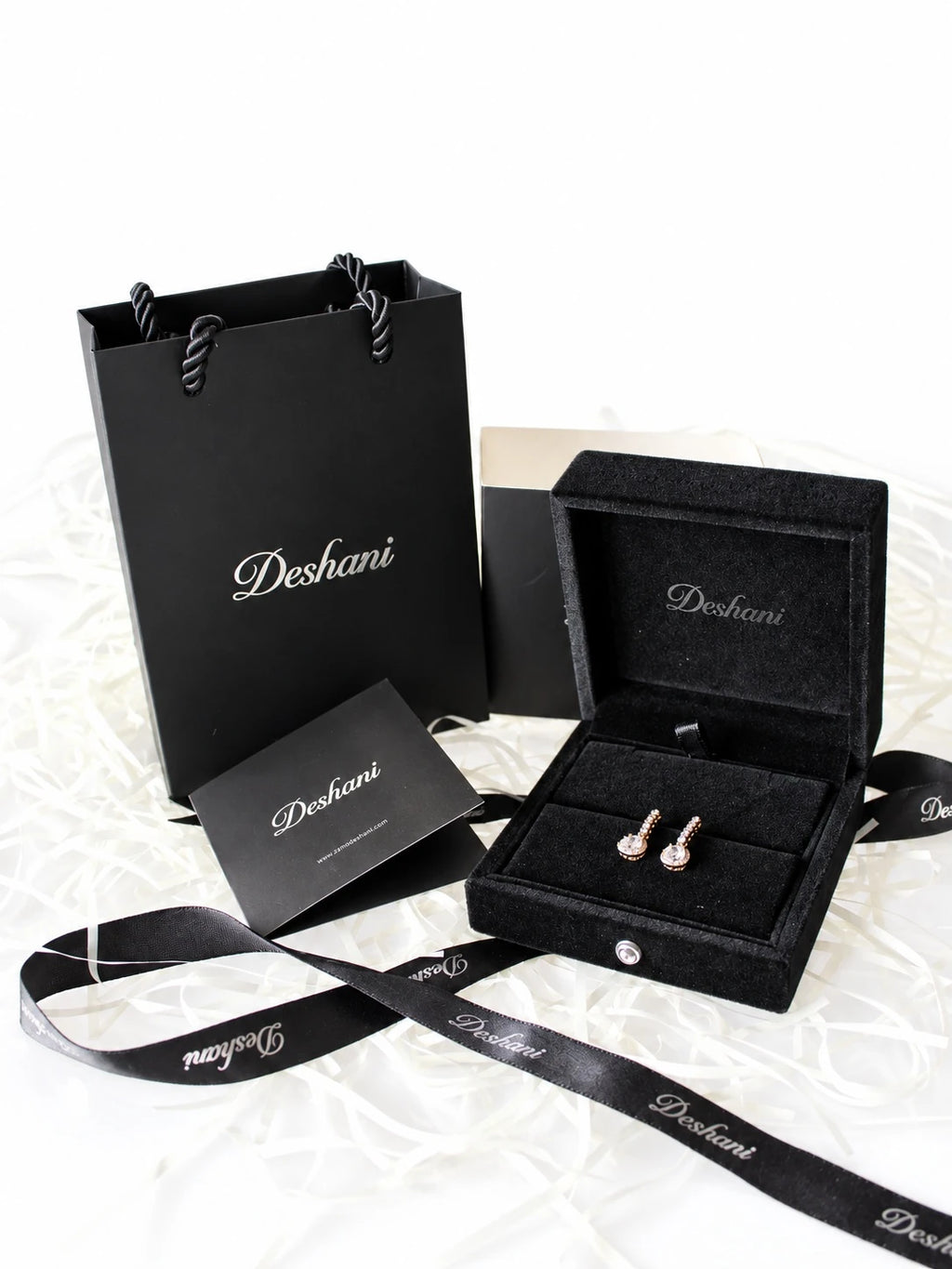 Gold Chain Halo Drops in Deshani gift-ready packaging
