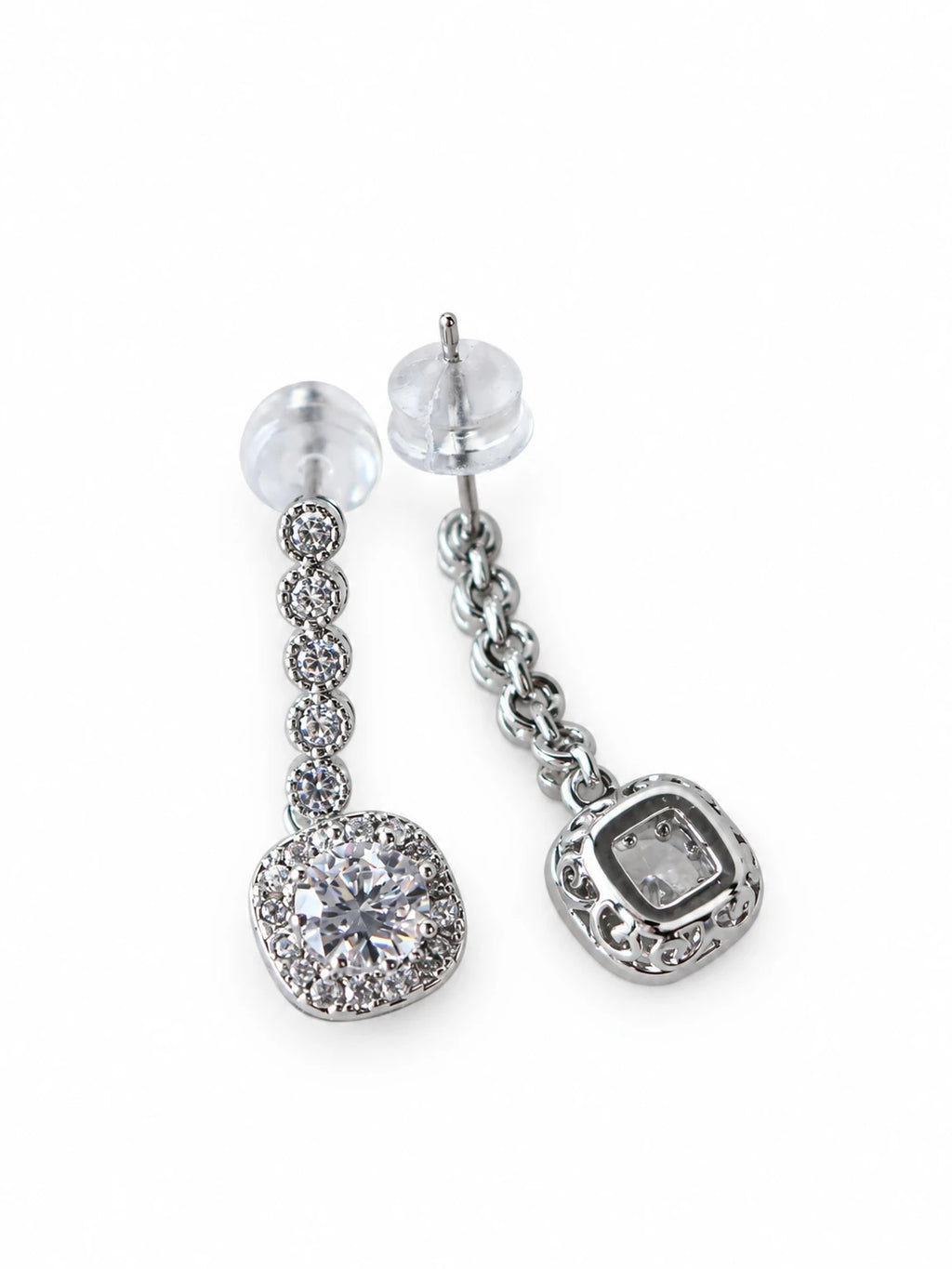 Silver Chain Halo Drops on a white background