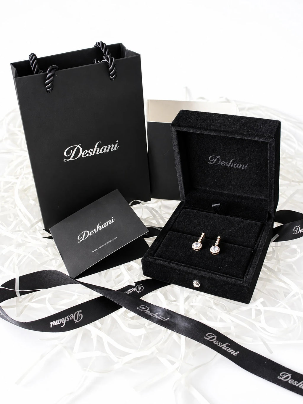 Silver Chain Halo Drops in Deshani gift-ready packaging