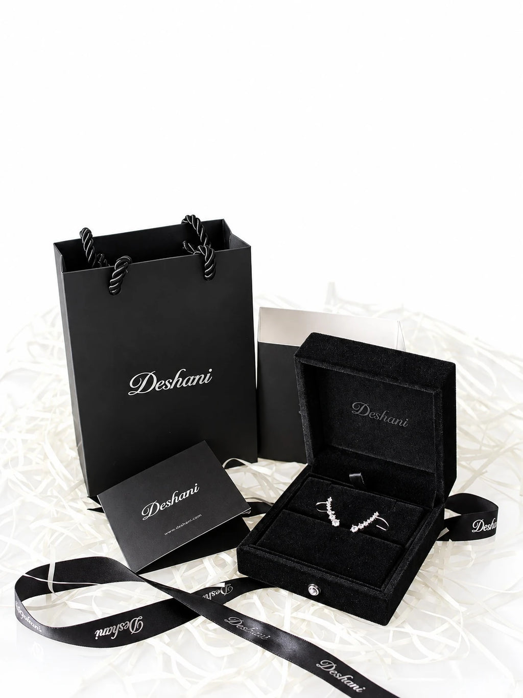 Silver Starline Ear Climbers in Deshani gift-ready packaging